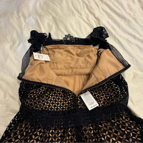 NWT Self-Portrait Navy Guipure Lace Maxi Dress - Size: 10 US - Picture 8 of 12